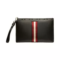 Bally Hartland Leather Clutch Black Red