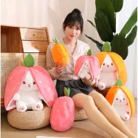 Boneka Flip Bunny Strawberry Boneka Kelinci Wortel Kelinci Nanas 25 cm