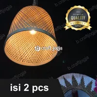 Kap Lampu Gantung Bambu (isi 2 pcs) Model Tabung Kerajinan Bambu Jogja