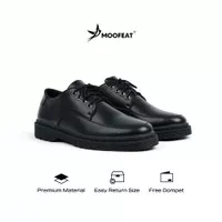 MOOFEAT BLAKE - Sepatu kulit pria derby casual boots full black