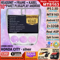 Headunit Android MT8163 2/32GB QLED+ Frame 10 Honda City 2008 Silver