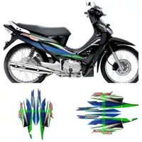 stiker striping lis body motor honda karisma 125d 2003 full hitam-biru