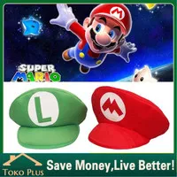 Topi Mario Bros Super Luigi Nintendo Game Cosplay Anime Merah Hijau