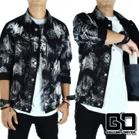 JAKET JINS PRIA MOTIF BRUSH ASTRO JAKET JEANS HITAM PRIA UKURAN M - XL