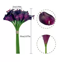 15 Pcs Real Touch Calla Lily Artificial Flowers (Dark Plum Purple)