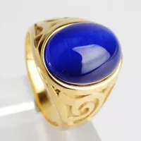 Cincin Pria Gold Titanium Batu Blue Royal Safir Opal