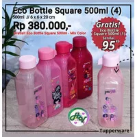 TUPPERWARE Tupperware Eco Bottle 500ml Square Botol Air Minum [A08]