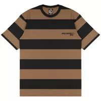 Moxie Kaos Stripe Oversize Vacay Vibes Combed 24s Hitam Coklat Stripe