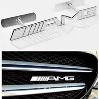 AMG Logo Emblem Grill Mercedes Benz Universal Bahan Metal Stainless -