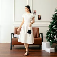Maroo - Selena Dress/Dress Natal/Dress Imlek/Dress Putih/Dress Korea