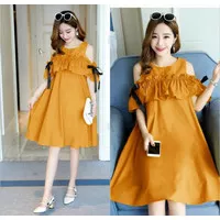 Dress Wanita Size L XL Korea Casual Dres Modis Polos Babol Sabrina