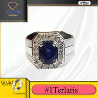cincin berlian pria blue saphire natural diamond emas 18k AXSVVS567067