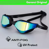 Kacamata Renang Dewasa Pria Anti FOG dan UV Hitam Lensa BIru