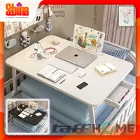 Meja Lipat Laptop Belajar Foldable Bed Table with Drawer Cup Holder