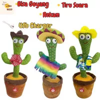 Mainan Kaktus Goyang Bicara Menyanyi Cactus Dancing Doll USB Charger