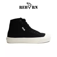 Reborn.Inc Sepatu Sneakers Unisex Pria Wanita Batavia Black White High