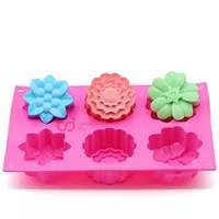 CJ Cetakan Silikon Kue Puding Jelly Cake Flower Mix 6 cavity