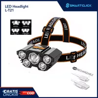 Head Lamp Light Lampu Senter Kepala 5 LED 4 Mode USB Charge L-T21