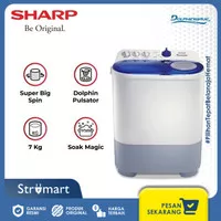 SHARP MESIN CUCI 2 TABUNG ES-T77DA-RK/BK 7kg - SHARP 77DA