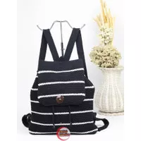 Tas ransel rajut wanita salur blaster bahan tebal besar ukuran 30x35cm