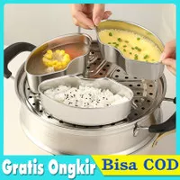 Wadah Stainless Kukusan Steamer Pengukus Tempat Nasi Telur Makanan