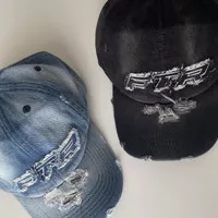 First Time Round - Distressed Denim Cap - Black/Blue