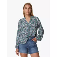 M&S - Blouse - Printed Regular Fit Long Sleeve Blouse - Dark Blue Mix