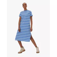 M&S - Dress Wanita - Pure Cotton Striped Midi T-Shirt Dress