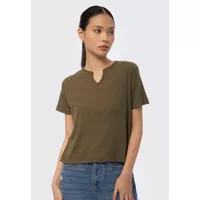 Executive V-Neck Short Sleeve Top 5-TSKKCA124G070 Olive