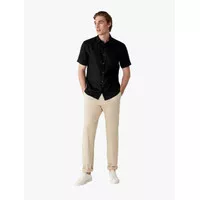 M&S - Kemeja Casual Pria - Easy Iron Pure Linen Shirt - Black