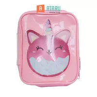 Ataru Pouch Organizer Anak Dengan Clear Window Kantong Organizer Serbaguna Tempat Pensil Pulpen Alat Make Up Pouch Kosmetik Lucu