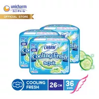 Charm Cooling Fresh Sejuk 26cm Wing 12 Pads - 3 Packs