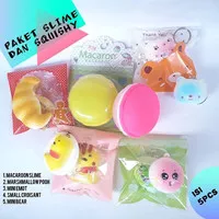 Paket Squishy dan Barrel Slime Isi 5 Pcs 