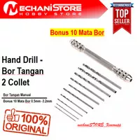 Bor Tangan Mini Manual 0.5-3.2mm dual collet drill twist mata bor set