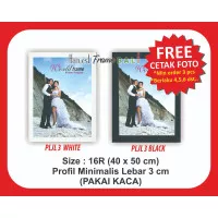 (FREE CETAK) 16R Frame - Pigura - Bingkai Foto PLJL 3 40x50 PAKAI Kaca