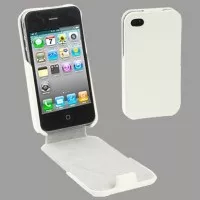 iPhone 4 / 4S High Quality Vertical Flip Leather Case Cover Up and Down (Putih)