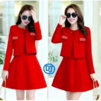 Dress Vioneta Red/Dress Babyterry+Cardi Mote/Grosir Dress Harga Murah