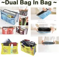 Bag in Bag Korean Organizer Double Zipper Resleting Tas HandBag Travel