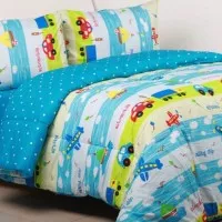 Jual Sprei katun panca halus motif TRAVEL TIME KOMBINASI DOTTIE