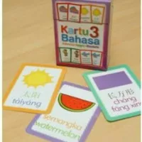 Flash card Kartu 3 bahasa Indonesia Inggris Mandarin