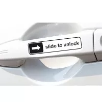 Sticker Handle Handel Pintu Mobil " Slide to Unlock"  Iphone Hitam