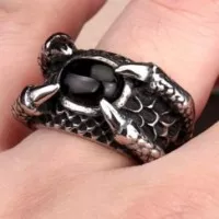 Cincin Pria Cakar Naga Claw Black Titanium Ring Cincin Pria Batu Hitam