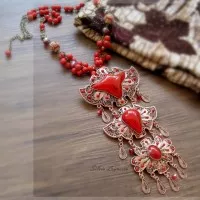 Kalung etnik Kebaya Indonesia - turquise red