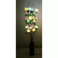 Lampu Hias Bambu ulir 24 tangkai bunga mawar 3 warna