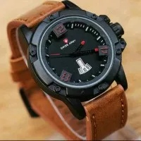JAM TANGAN SWISS ARMY DATE DAY LEATHER BROWN list red