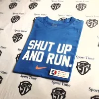 Kaos Nike / T Shirt Nike Shut Up and Run - Blue / White