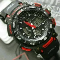 Jam tangan Pria Digitec Original DG2044T Dualtime Black List Red