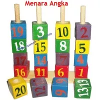 Menara Balok Angka- Mainan edukatif kayu anak edukasi