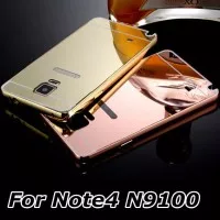 Casing Samsung Galaxy Note 4 metal bumper hard slide mirror back case