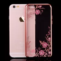 Softcase iPhone 6 / 6s / 6 plus Bening Transparan Desain Bunga Permata
